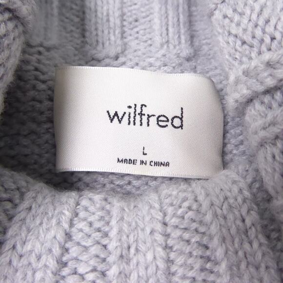 Aritzia Wilfred Merino Wool Sweater SZ L Turtleneck Cable Knit Oversized Soft - Picture 10 of 12